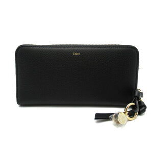 Chloe Round Long Wallet Leather Black